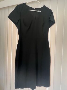 J. Crew Black Short-Sleeve Midi Sheath Dress
